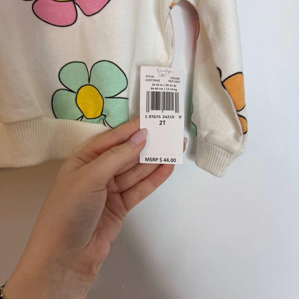Jessica Simpson Kids' Floral Sweatshirt - White, Pink, Orange, Green, Purple - Picture 2 of 3